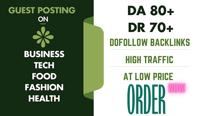 Gig Preview - Do guest post on da 80 business fashion food health blogs