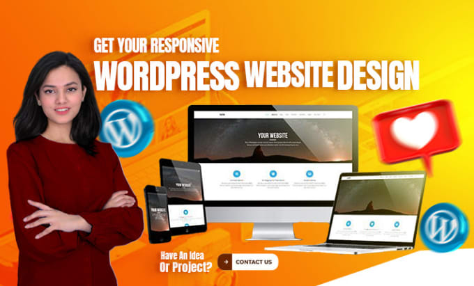 Gig Preview - Create responsive wordpress website design or blog for you