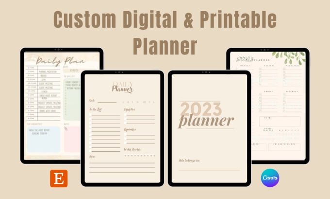 Gig Preview - Design etsy digital planner, printable planner with digital stickers