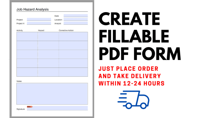 Gig Preview - Create fillable PDF form in 12 hours