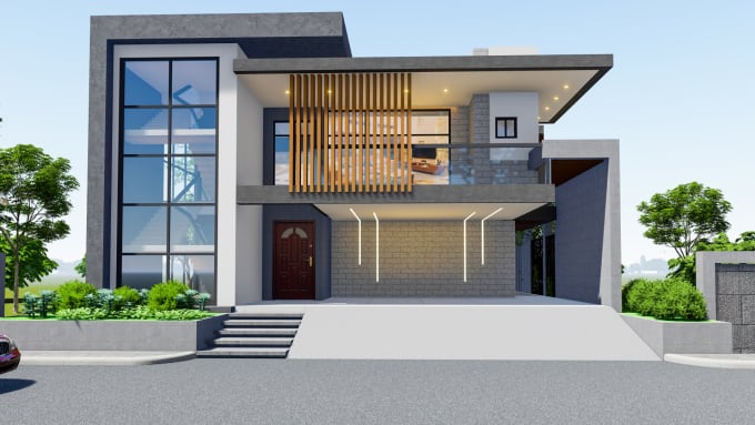 Gig Preview - Design and render 3d house exterior view and animation by architect