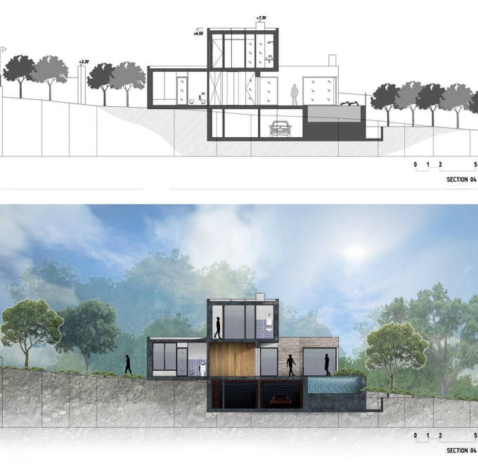 Gig Preview - Render sections elevations and plans in color