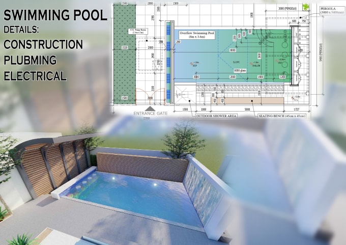 Gig Preview - Design and draft swimming pool details, 3d model, animation