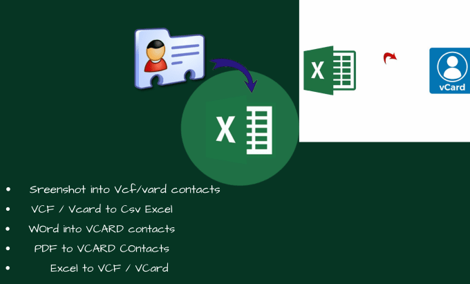 Gig Preview - Convert excel CSV, contacts vcf vcard, pdf, word, text image