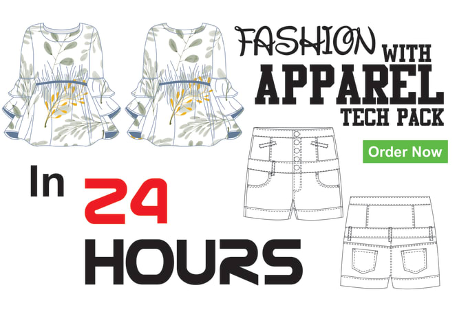 Gig Preview - Design fashion apparel with tech pack in 24 hours