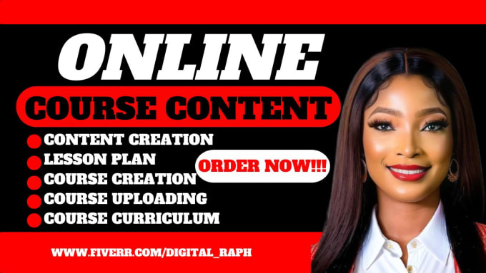 Gig Preview - Create online course content lesson plan development, online course curriculum