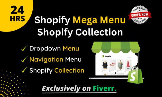 Gig Preview - Create shopify mega menu, shopify menu, shopify collections