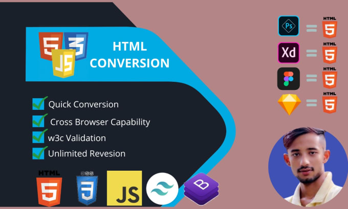 Gig Preview - Convert psd to html figma to html responsive web template