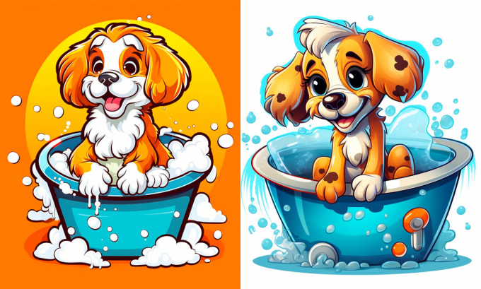 Gig Preview - Do cartoon dog grooming mascot logo design