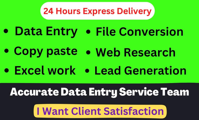 Gig Preview - Fastest data entry copy paste web research lead generation