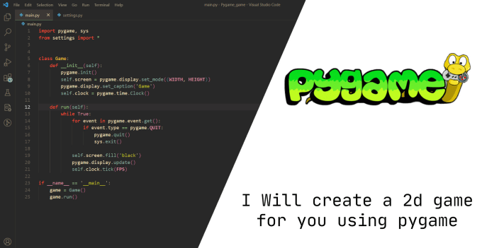 Gig Preview - Create a 2d game for you using pygame