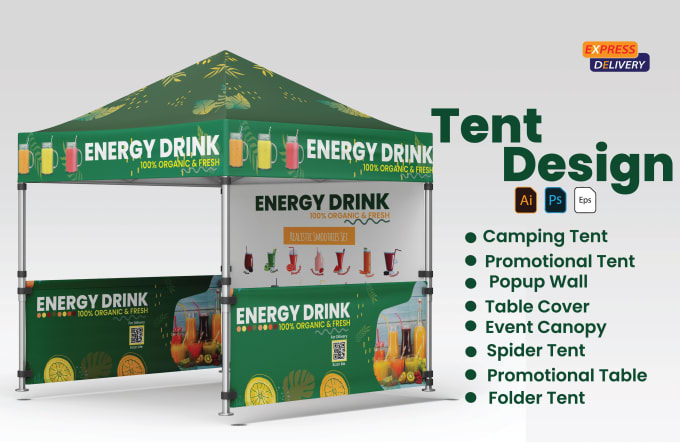 Gig Preview - Design canopy tent, table cover, flag for your exhibition