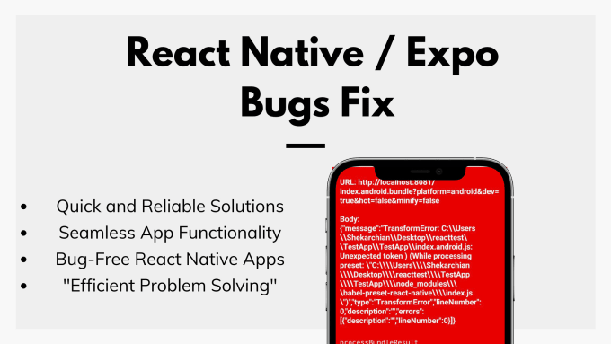 Gig Preview - Resolve bugs from react native app expo and cli