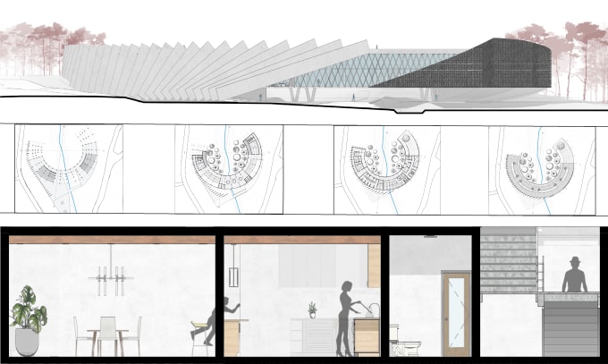 Gig Preview - Redraw and render floor plan, section, elevation, and details for presentation