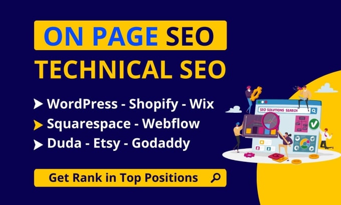 Gig Preview - Onpage SEO for wordpress, shopify, wix, squarespace, webflow, duda, etsy godaddy