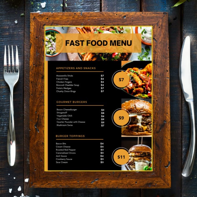 Gig Preview - Do awesome restaurant menu, food menu, menu board