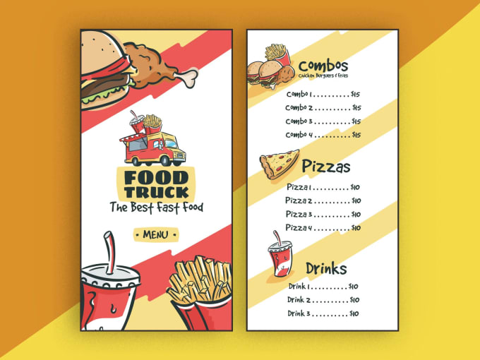 Gig Preview - The menu at your business look a cartoon