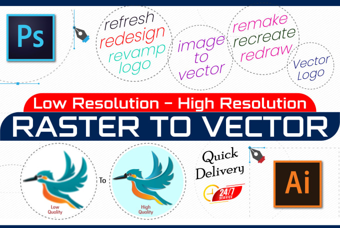 Gig Preview - Remake, revamp, and refresh your design manually in vector format