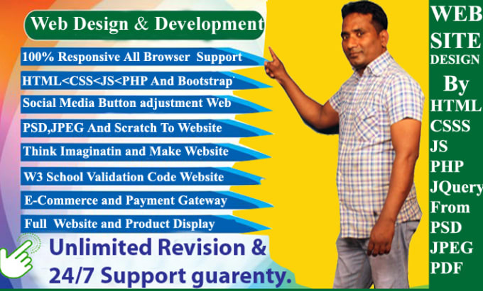 Gig Preview - Do website design  development by HTML,CSS,js,PHP and jquery