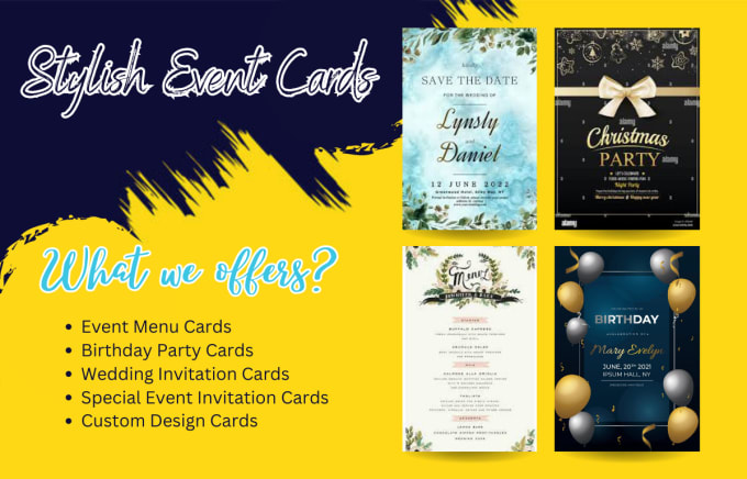 Gig Preview - Make elegant menu wedding birthday cards using canva