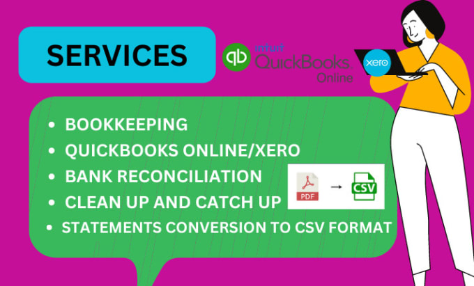 Gig Preview - Do pdf to csv conversion and bookkeeping in quickbooks online and xero