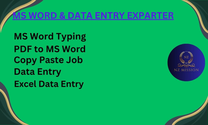 Gig Preview - Do accurate all kind of data entry and typing job