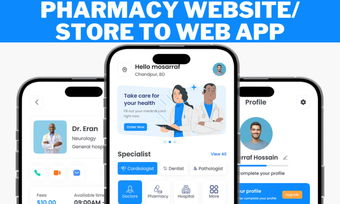 Gig Preview - Turn your pharmacy website pharmacy store to mobile app