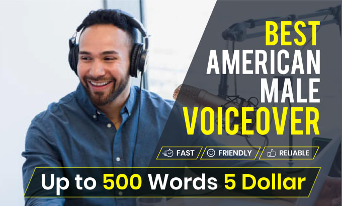 Gig Preview - Record a pro american male voiceover in english