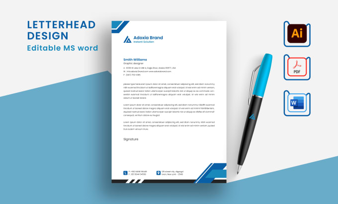 Gig Preview - Design professional looking letterhead editable ms word template