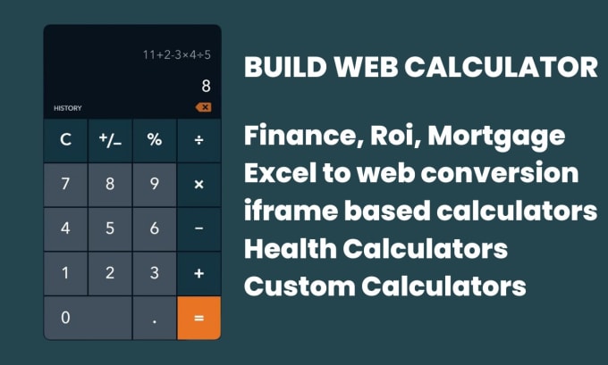 Gig Preview - Create web calculator and online calculator for any website  and wordpress