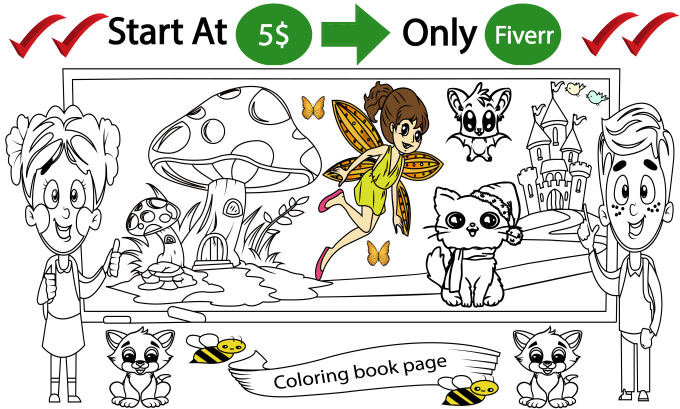 Gig Preview - Make kids coloring book pages illustration with unique arts