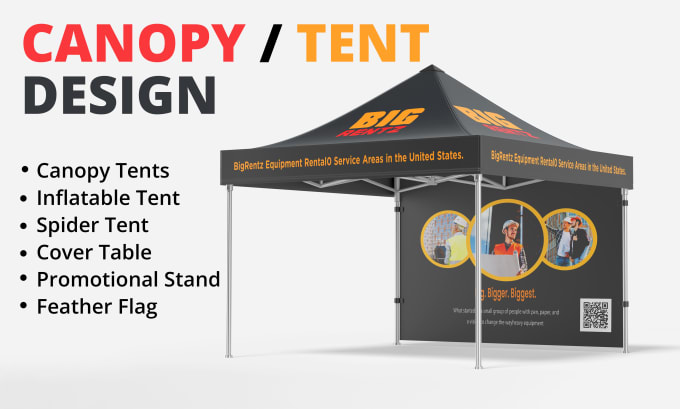 Gig Preview - Design tent table cover feather flag canopy tent design