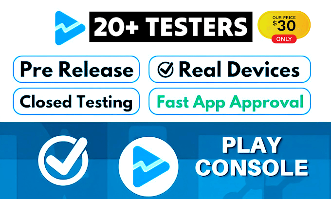 Gig Preview - 20 testers for google play tester and closed testing