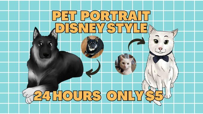 Gig Preview - Draw your pet into a cute disney cartoon style