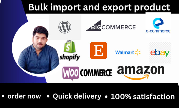 Gig Preview - Bulk import and export products on shopify, amazon,ecommerce