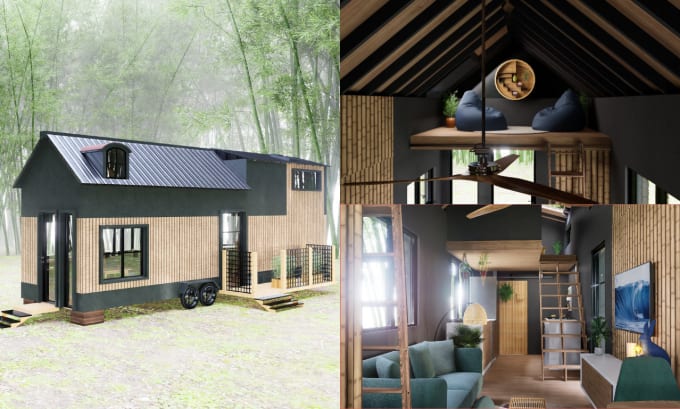 Gig Preview - Design, render and 3d model tiny houses on wheels for you