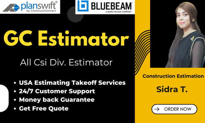 Gig Preview - Do construction cost estimation and material takeoff on bluebeam, planswift