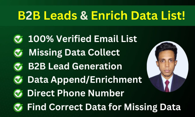 Gig Preview - Do data appending, enrichment, b2b lead generation and email list building