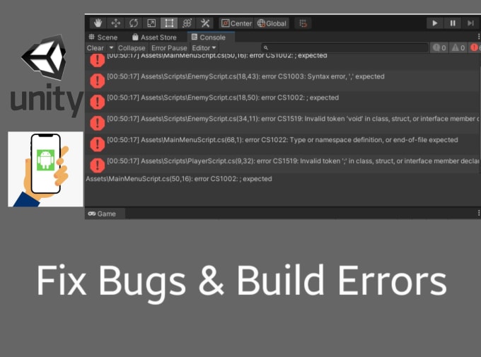 Gig Preview - Fix unity build errors, and bugs, or write scripts for you