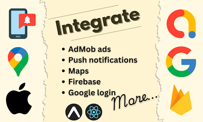 Gig Preview - Integrate firebase, maps, push notifications, admob ads in react native app