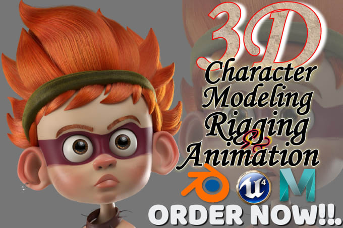 Gig Preview - Do 3d character modeling 3d character design 3d cartoon character and rigging