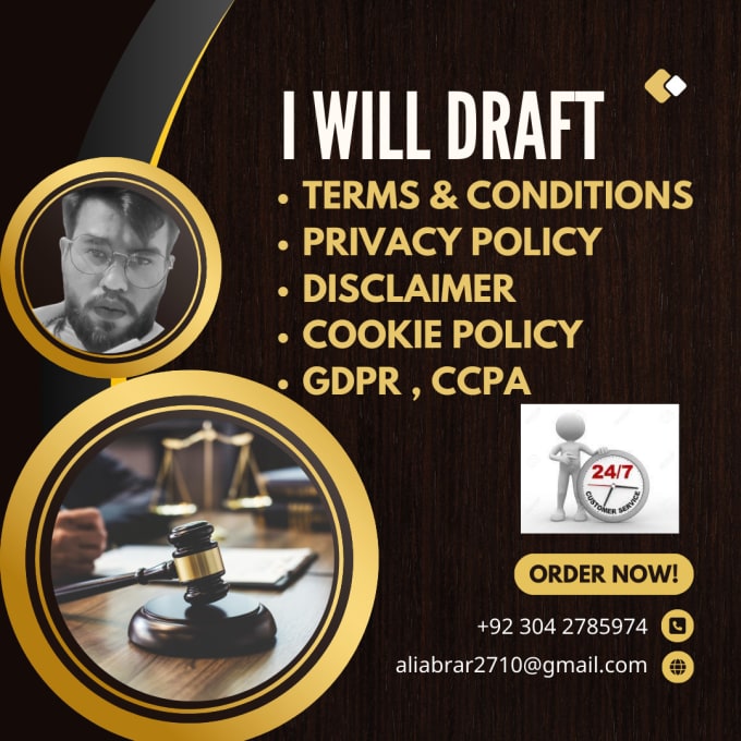 Gig Preview - Expertly draft privacy policy, terms and conditions, and disclaimer of a website