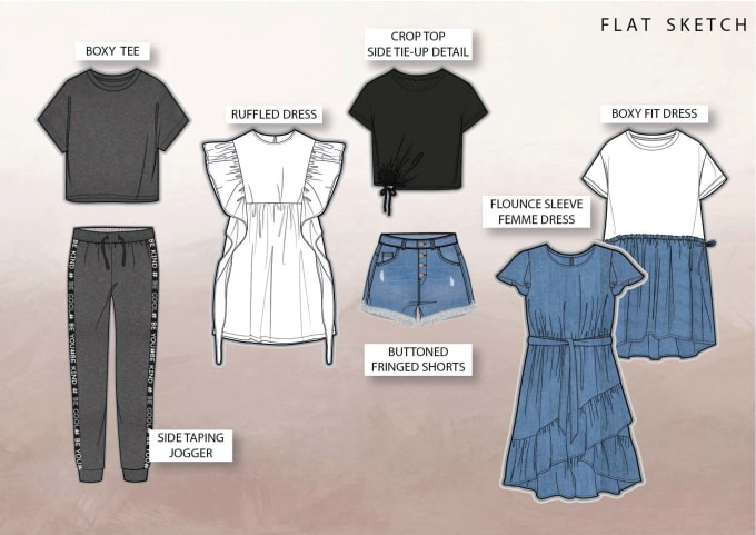 Gig Preview - Draw fashion technical illustrations of garments with details