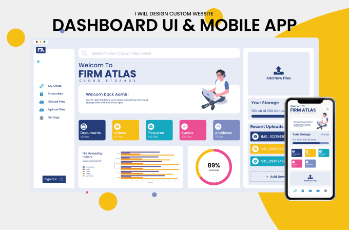 Gig Preview - Design dashboard ui in figma for website and mobile app