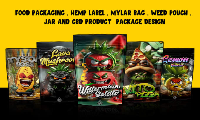 Gig Preview - Design weed, cannabis packaging, mylar bag, jar label and die cut design