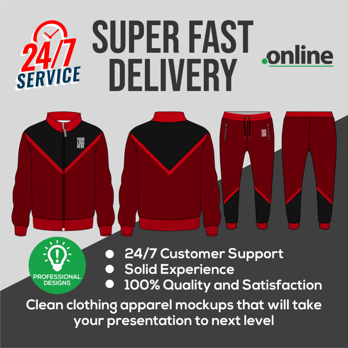 Gig Preview - Provide customized 2d tracksuit mockup and apparel service