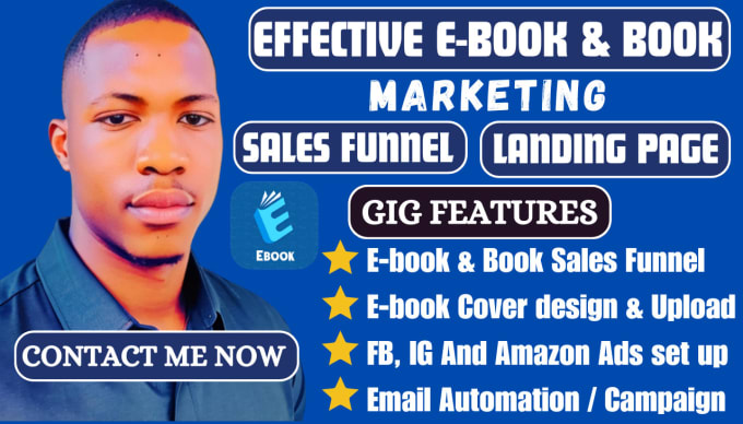 Gig Preview - Book, ebook marketing sales funnel ebook landing page amazon kdp book publishing