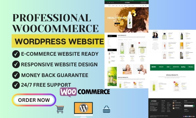 Gig Preview - Design and develop ecommerce website online store with wordpress woocommerce