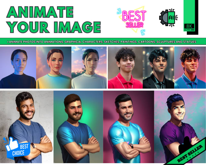 Gig Preview - Create your picture in anime, cartoon, graphic, sketch, painting