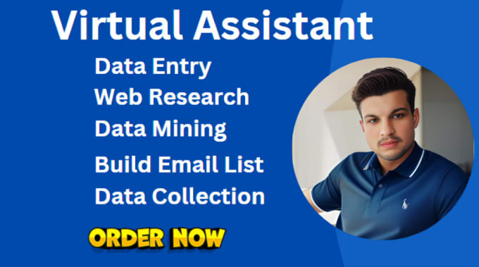 Gig Preview - Be your virtual assistant for data entry, data mining, web research, copy paste